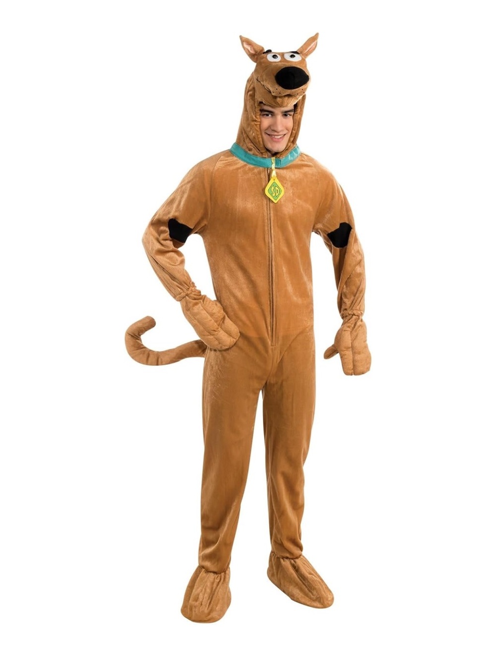 Men's Scooby-Doo Brown Plush Halloween Costume - Full Body Jumpsuit